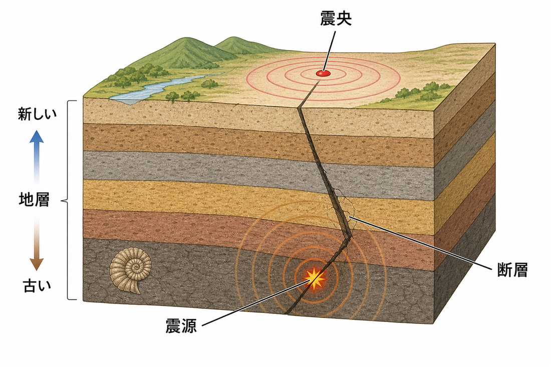 地層と震源・震央